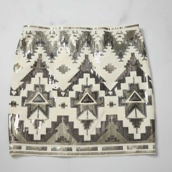 Express Designer Sequin Aztec Printed Party Skirt NWT - Picture 1 of 6